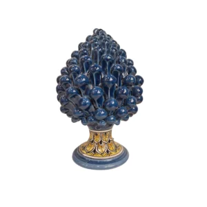 Pigna blu antico 20cm in ceramica di caltagirone con Piede Decorato