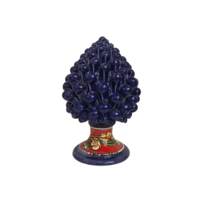 Pigna blu elettrico 20cm in ceramica di caltagirone con Piede Decorato